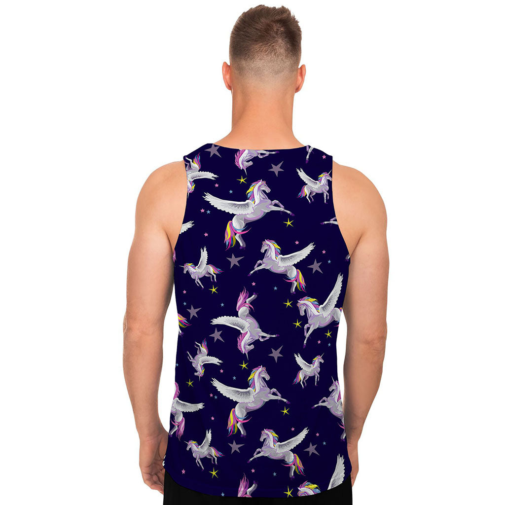 Night Winged Unicorn Pattern Print Men's Tank Top