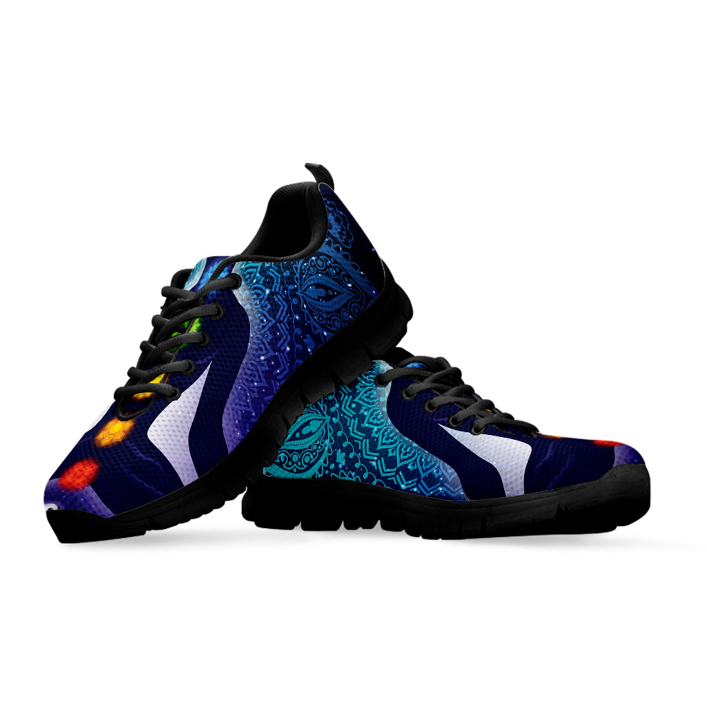 Nine Chakras Aura Print Black Sneakers