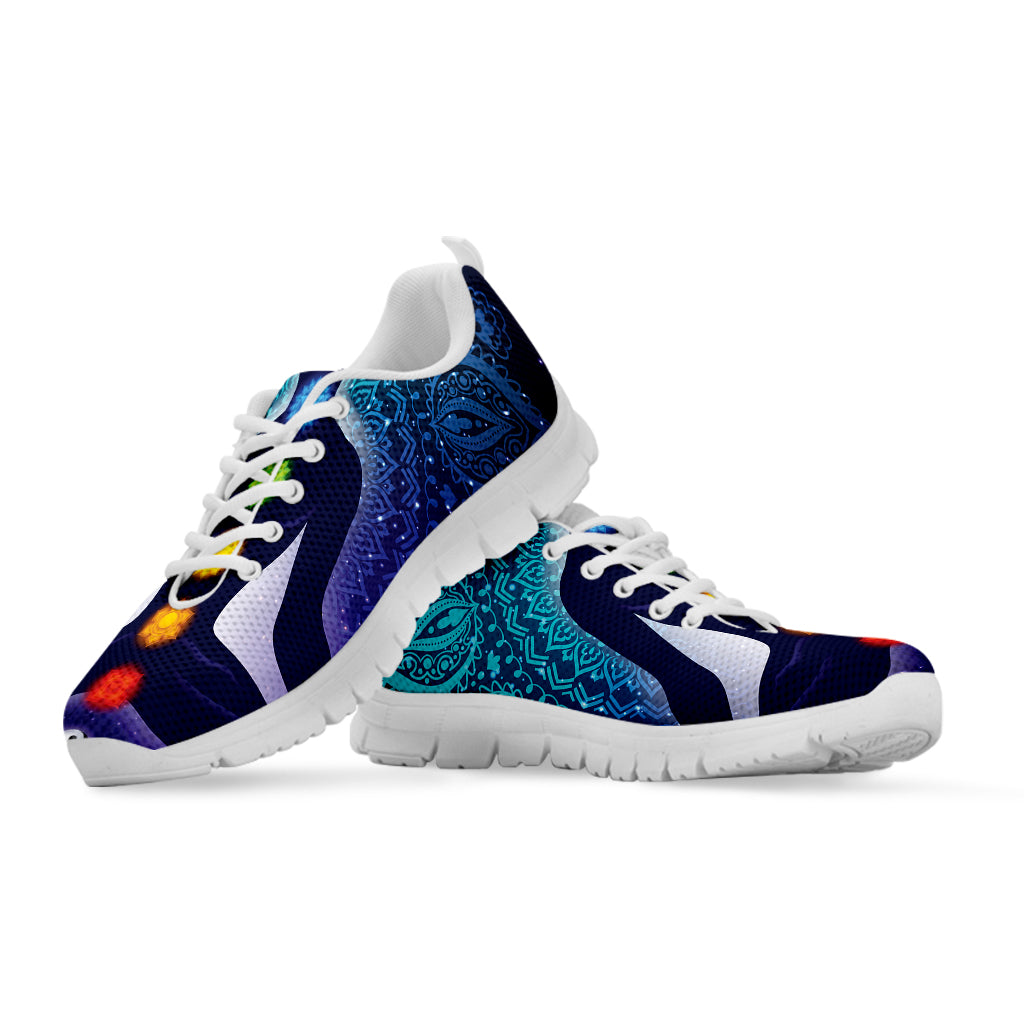 Nine Chakras Aura Print White Sneakers