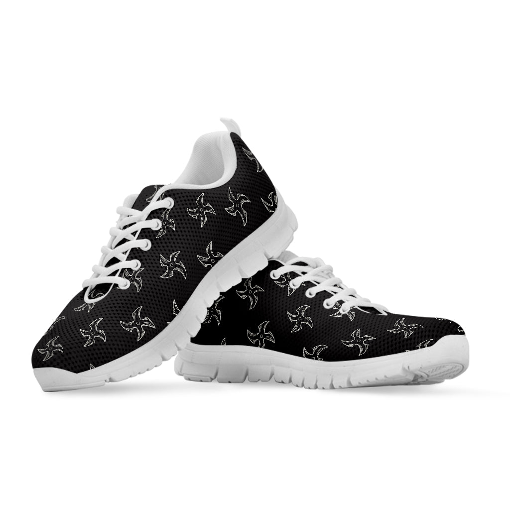 Ninja Shuriken Pattern Print White Sneakers