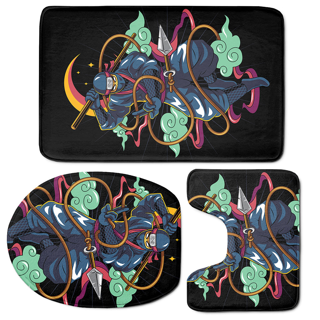 Ninja Warrior Print 3 Piece Bath Mat Set