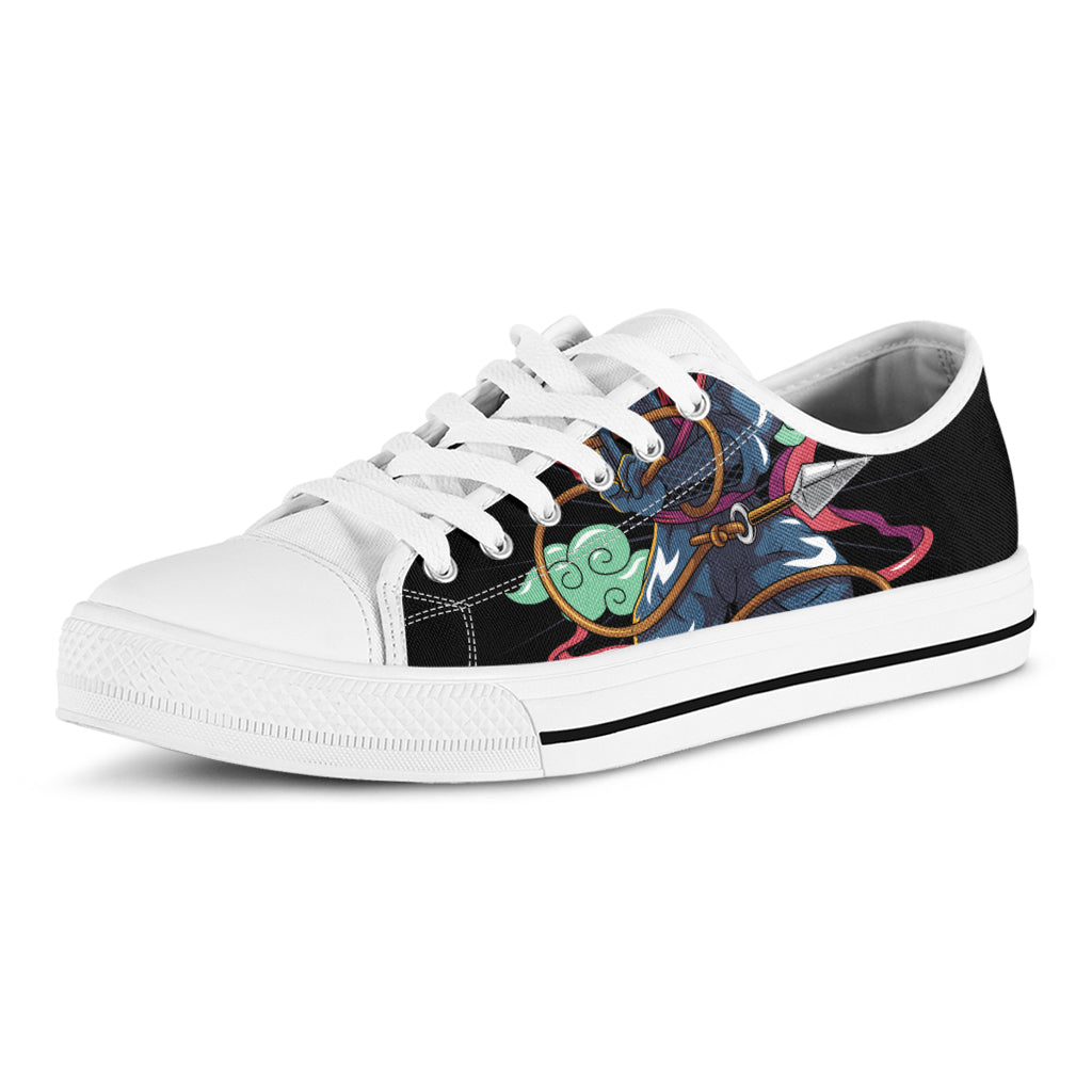 Ninja Warrior Print White Low Top Shoes