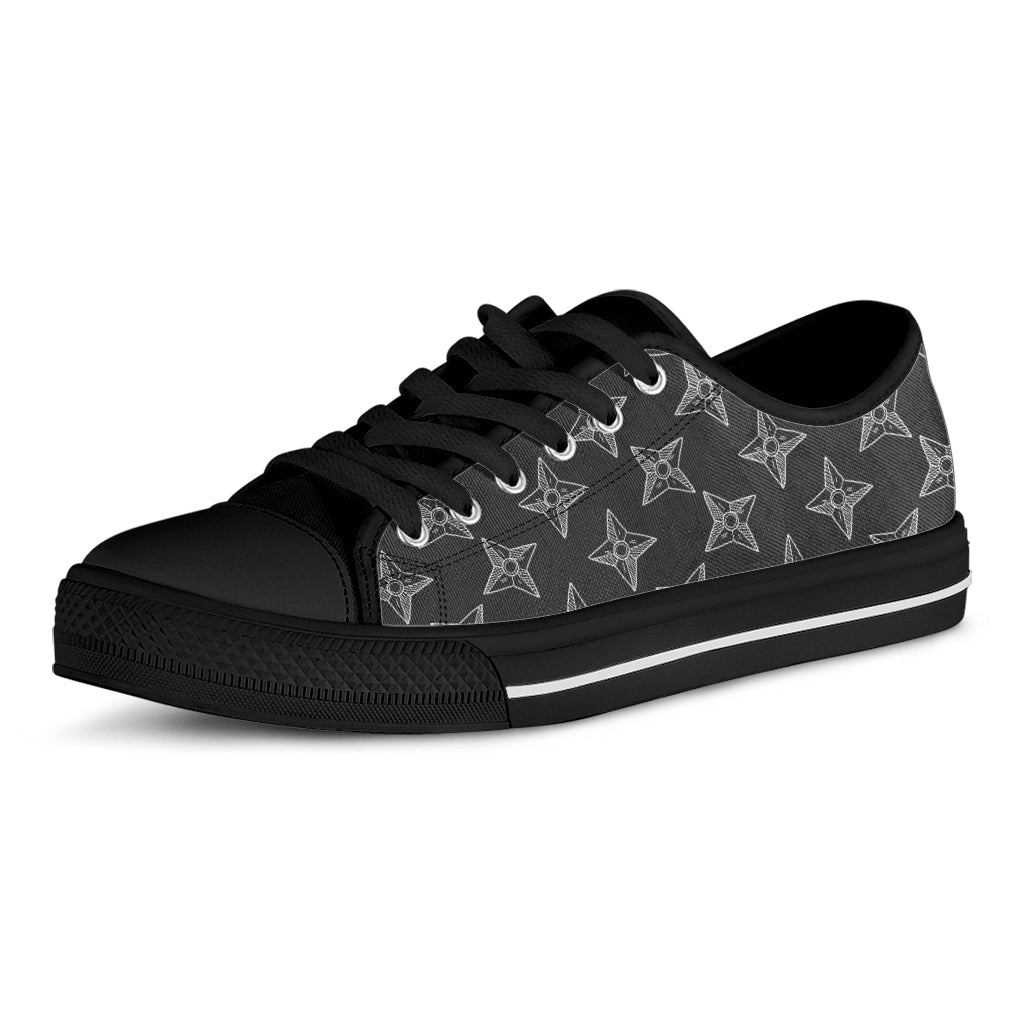 Ninja Weapon Pattern Print Black Low Top Shoes