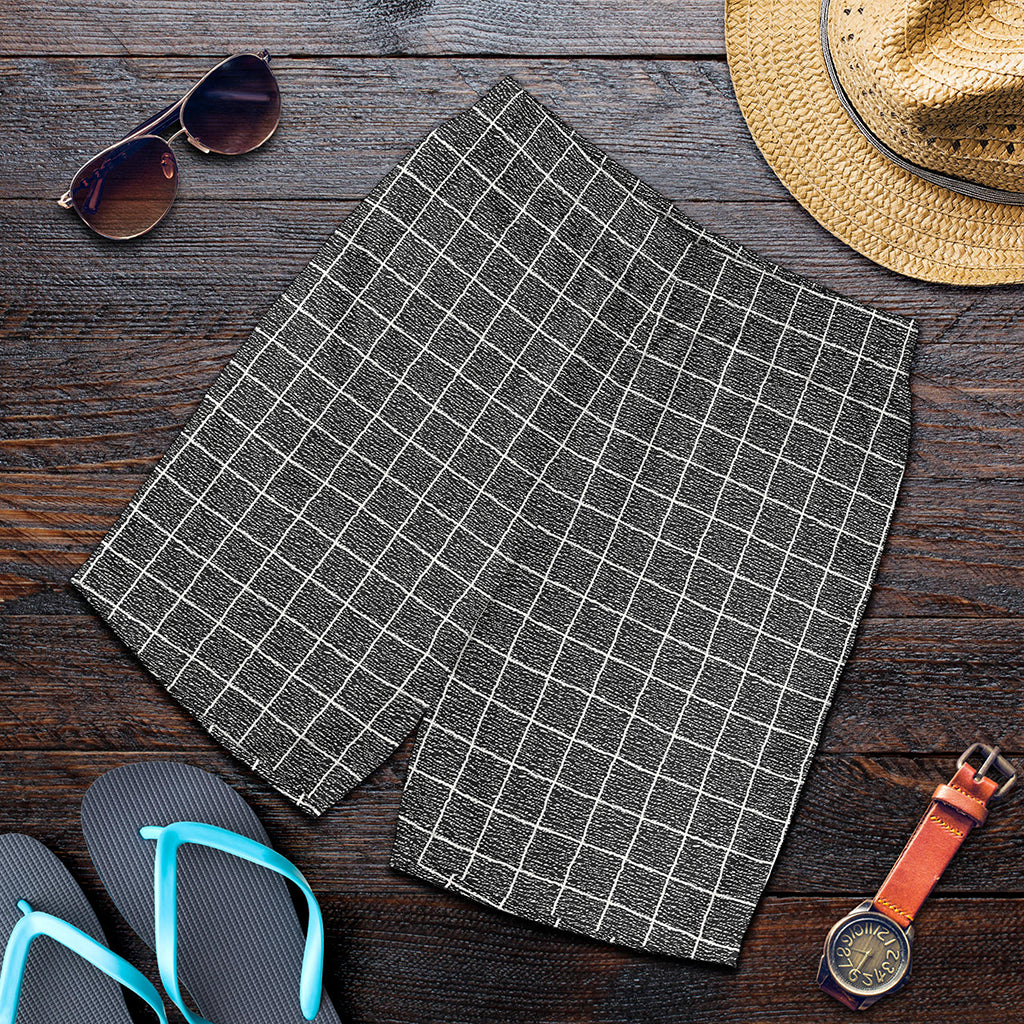 Noisy Windowpane Pattern Print Men's Shorts