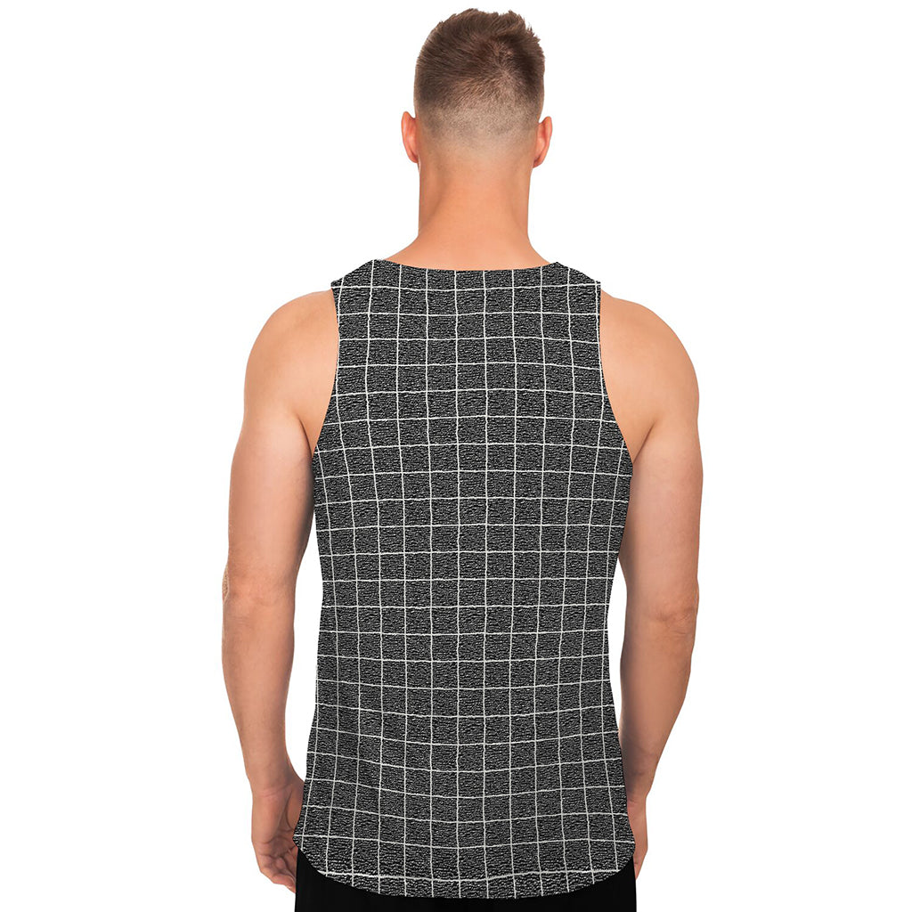 Noisy Windowpane Pattern Print Men's Tank Top