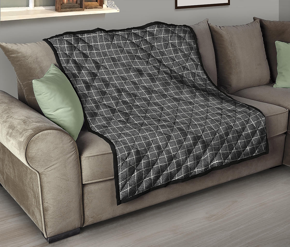 Noisy Windowpane Pattern Print Quilt