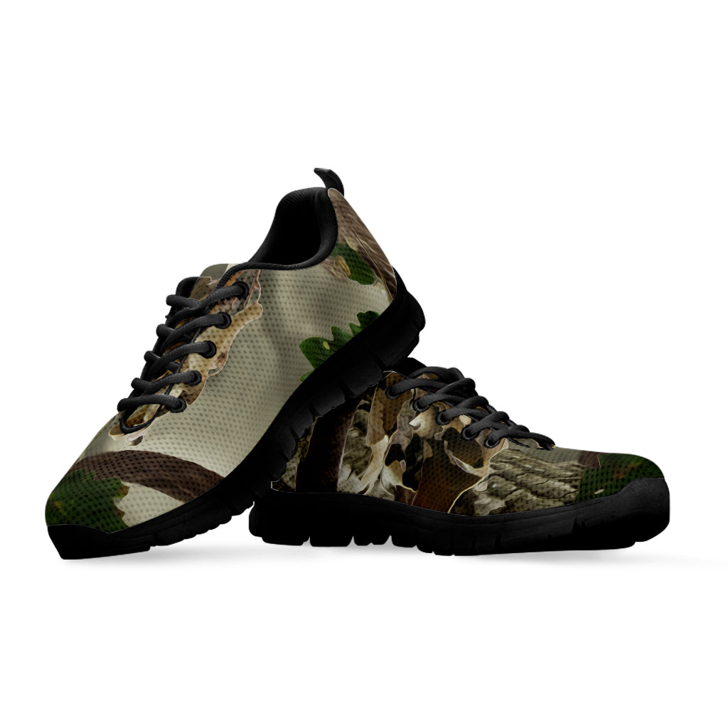 Oak Tree Hunting Camouflage Print Black Sneakers