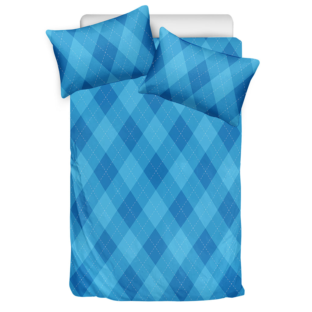 Ocean Blue Argyle Pattern Print Duvet Cover Bedding Set