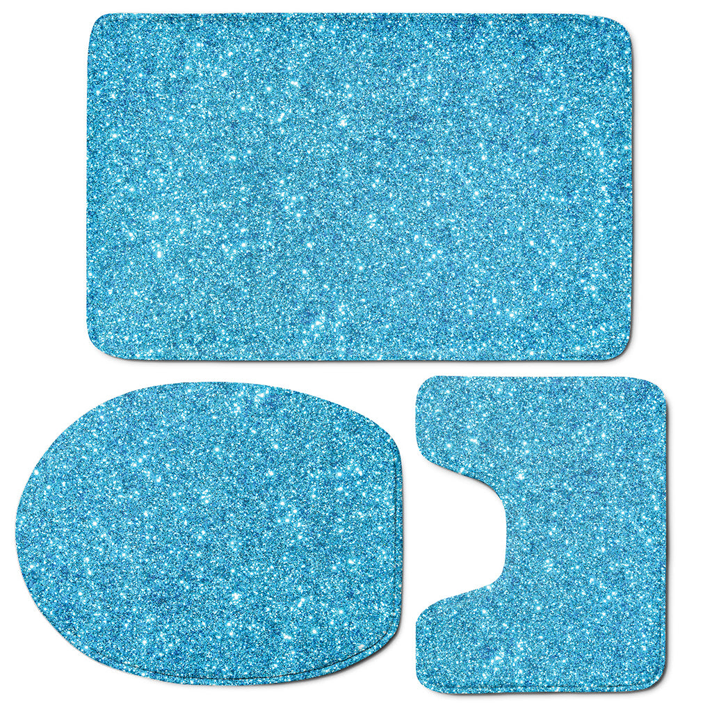 Ocean Blue Glitter Artwork Print (NOT Real Glitter) 3 Piece Bath Mat Set