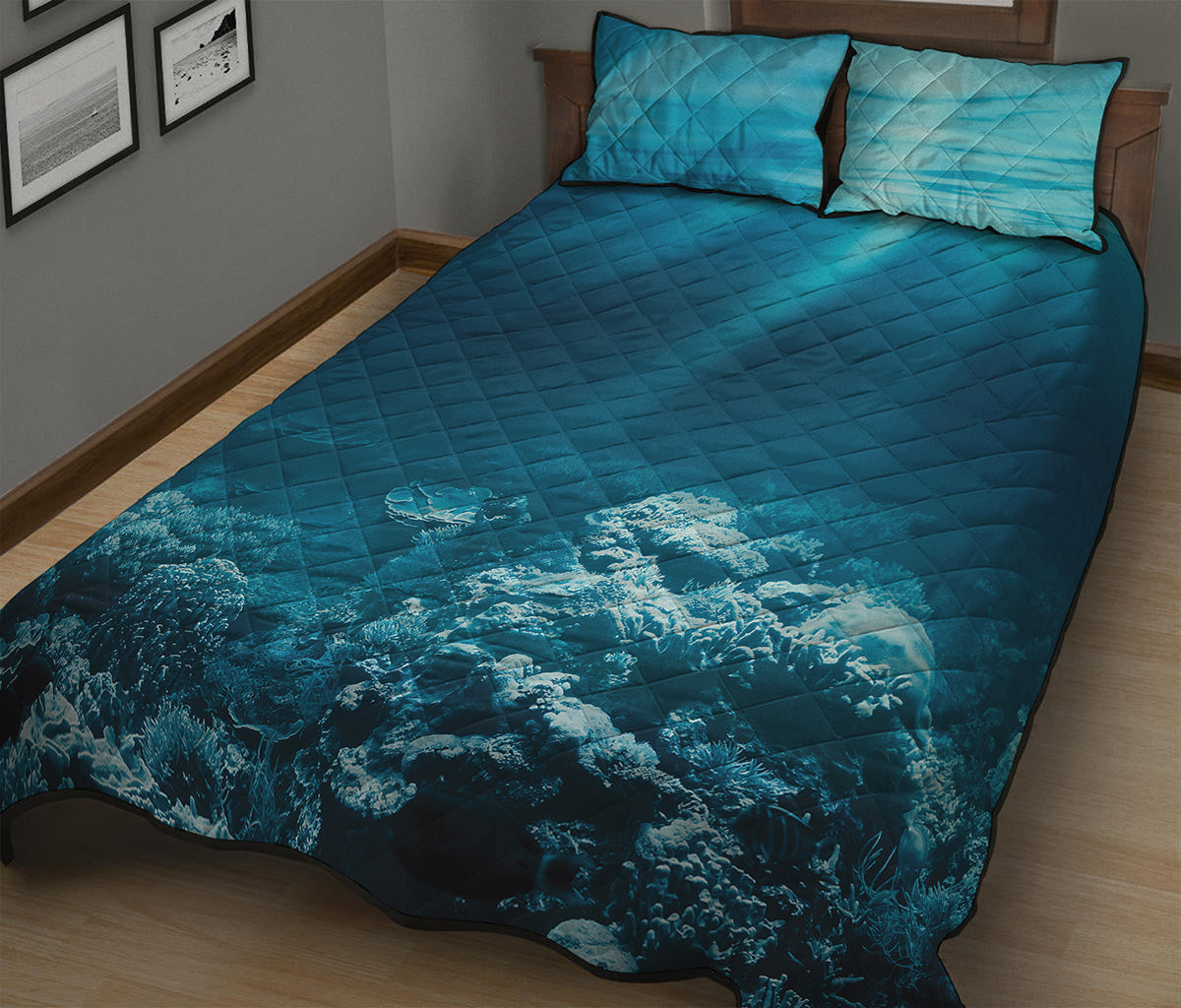 Ocean Underwater Print Quilt Bed Set