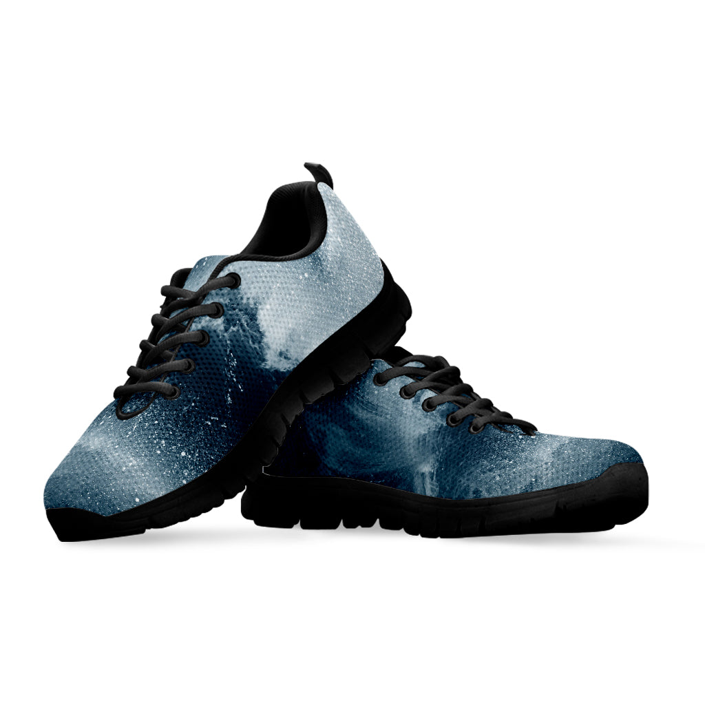 Ocean Wave Print Black Sneakers