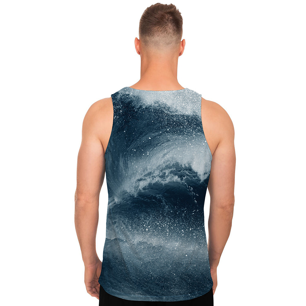 Ocean Wave Print Men's Tank Top