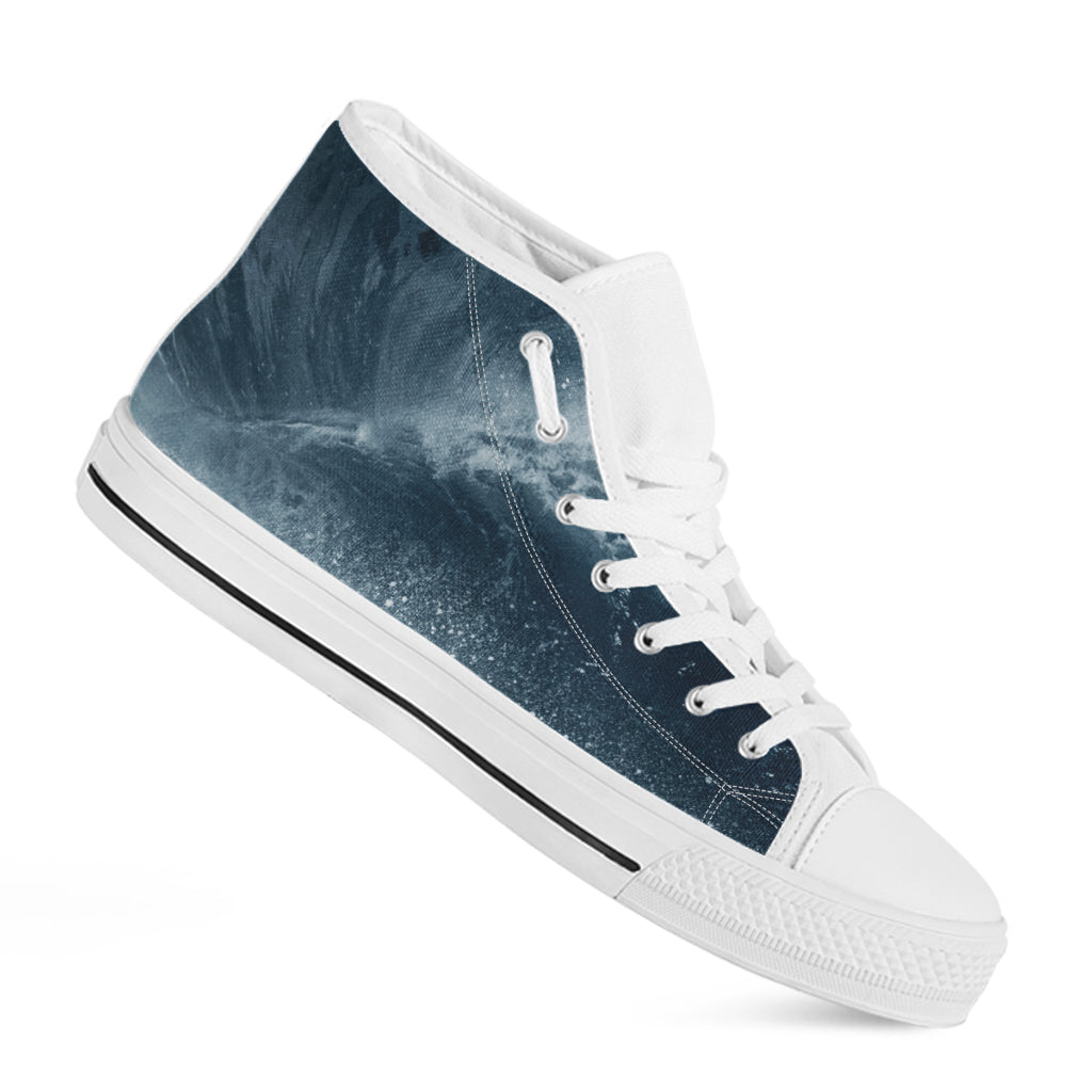 Ocean Wave Print White High Top Shoes