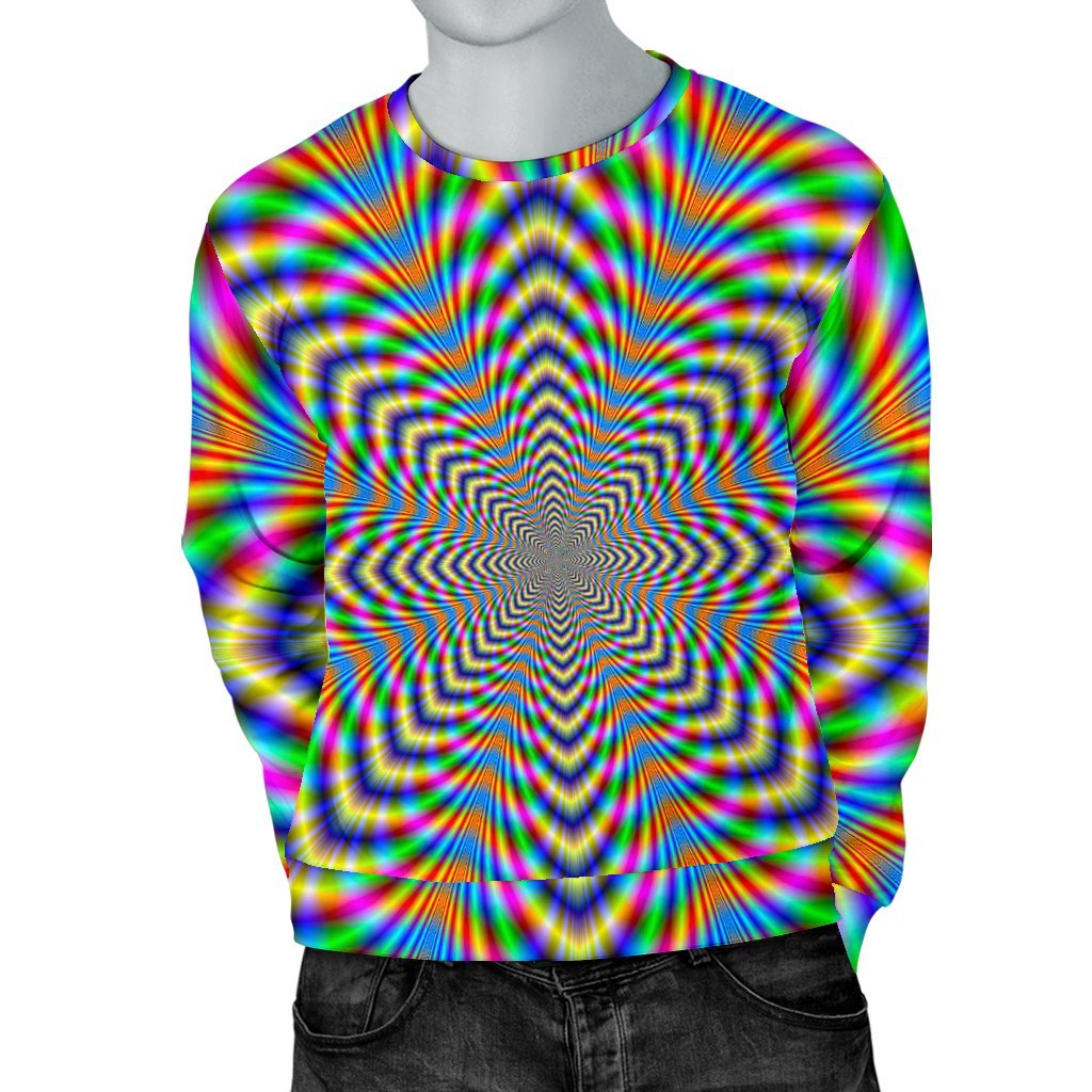 Octagonal Psychedelic Optical Illusion Men's Crewneck Sweatshirt GearFrost