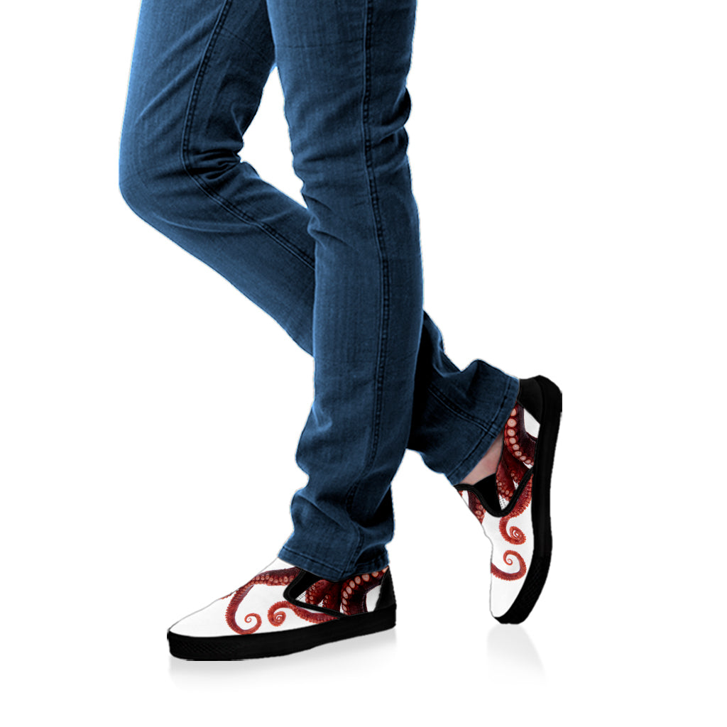Octopus Tentacles Print Black Slip On Shoes
