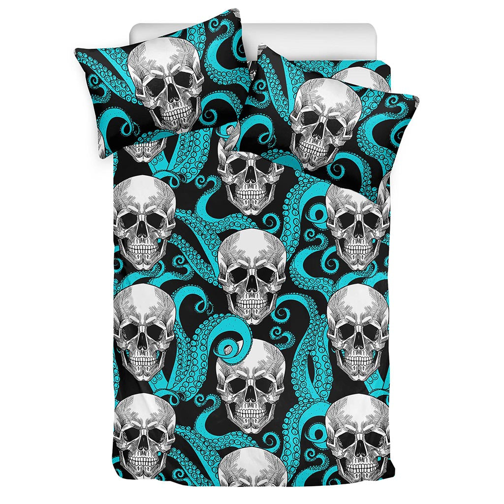 Octopus Tentacles Skull Pattern Print Duvet Cover Bedding Set