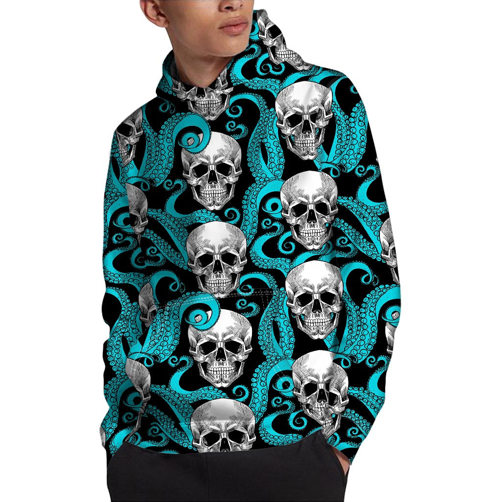 Octopus Tentacles Skull Pattern Print Pullover Hoodie