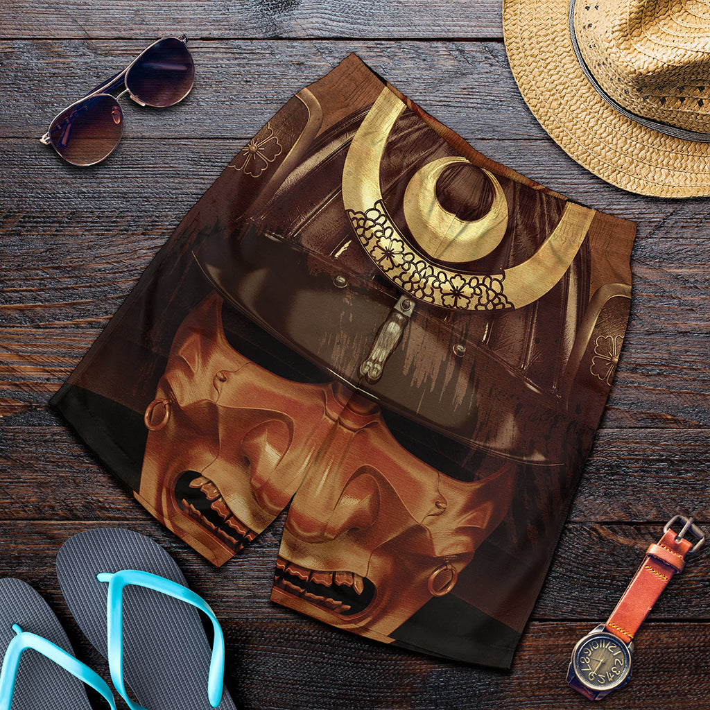 Old Japanese Samurai Mask Print Men's Shorts