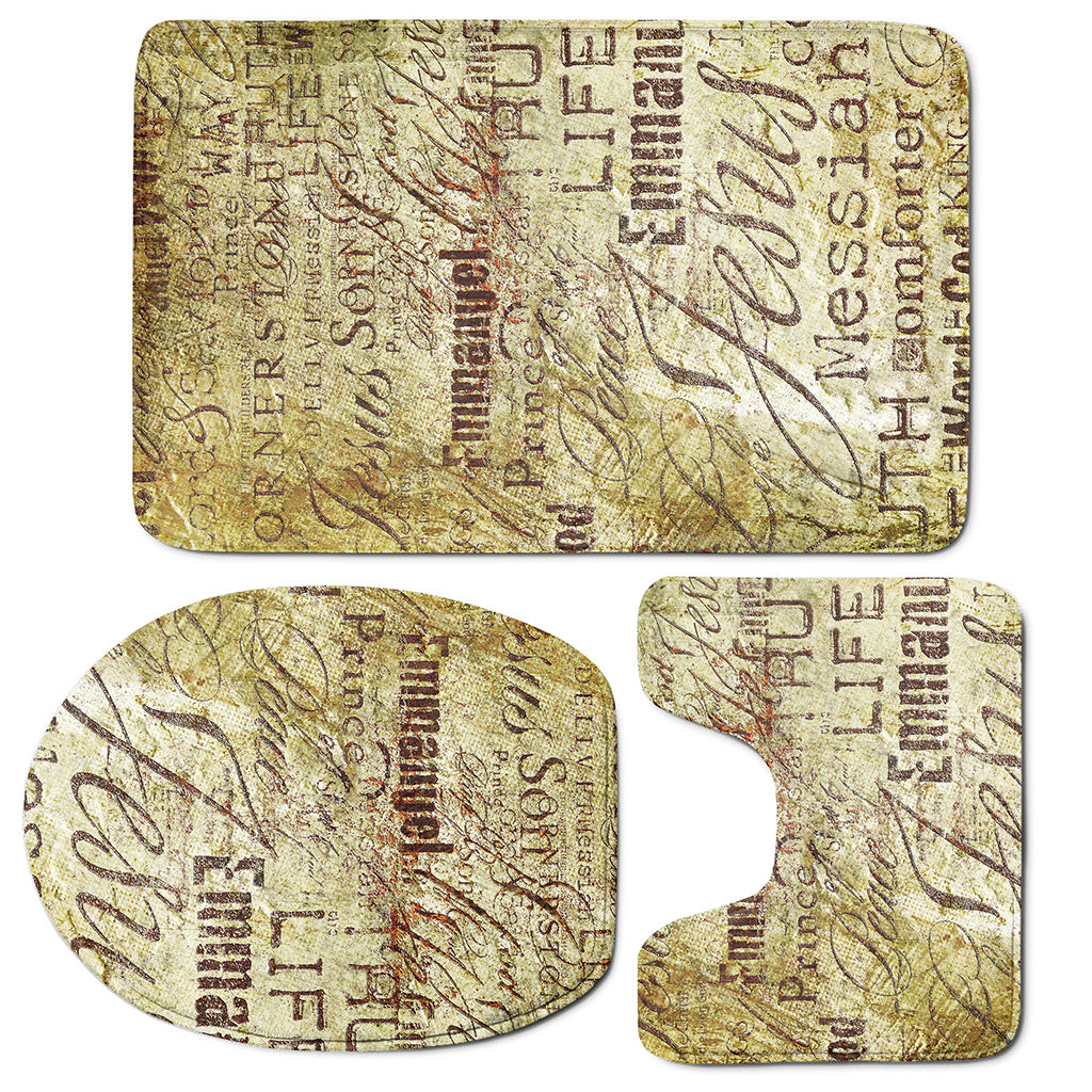 Old Religious Words Print 3 Piece Bath Mat Set