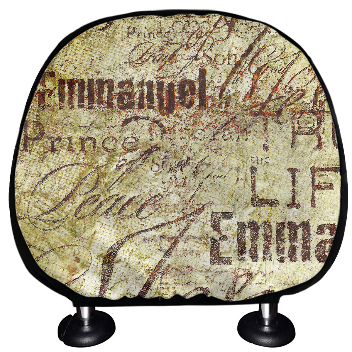 Old Religious Words Print Car Headrest Covers