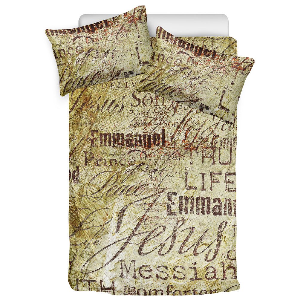 Old Religious Words Print Duvet Cover Bedding Set