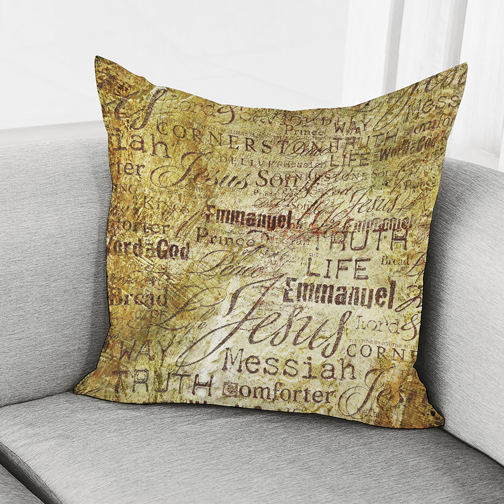 Old Religious Words Print Pillow Cover