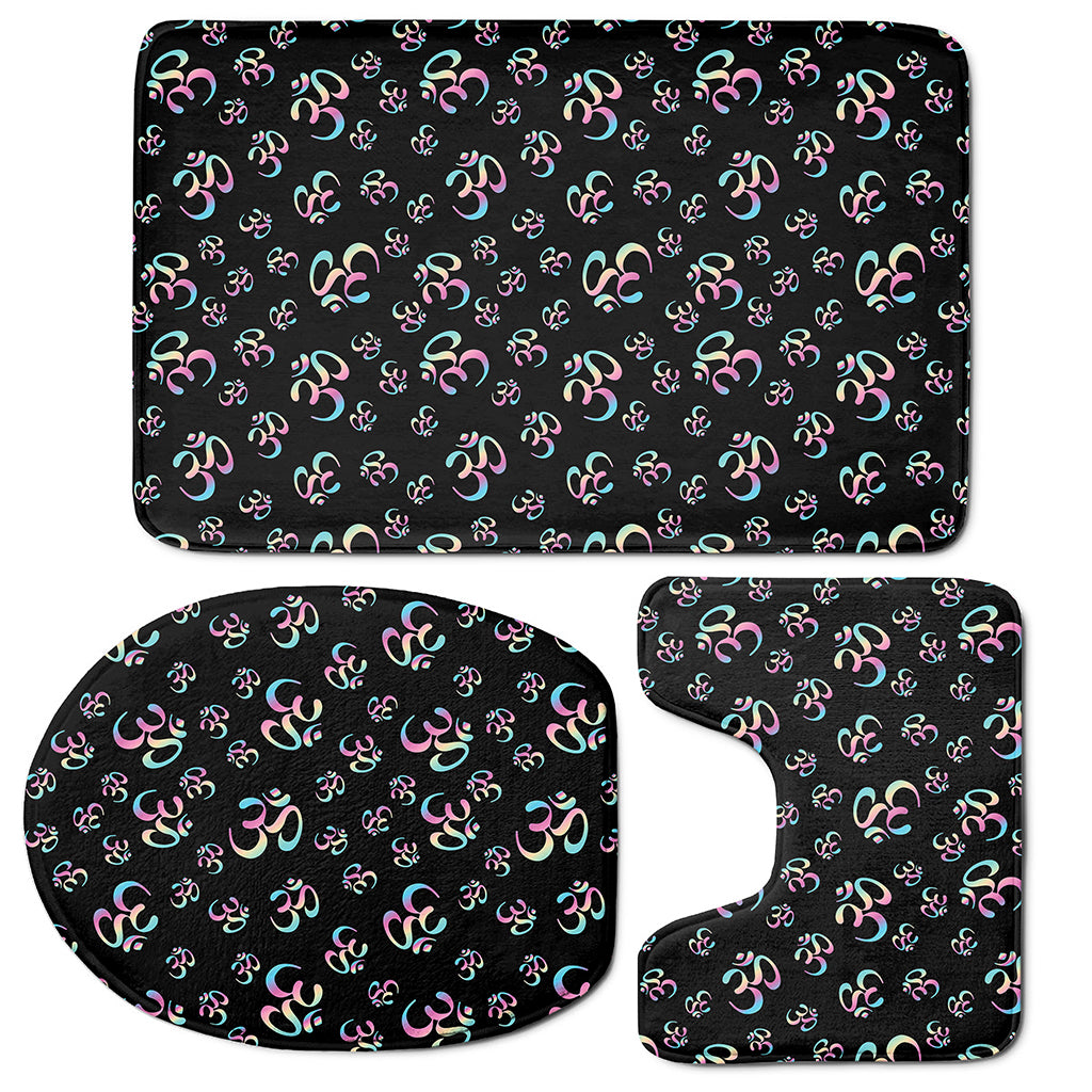 Om Sign Pattern Print 3 Piece Bath Mat Set