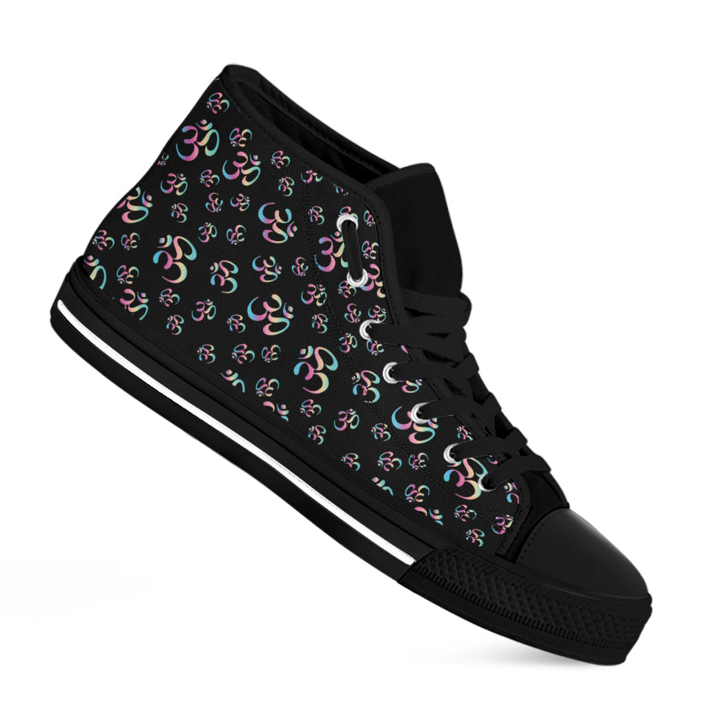 Om Sign Pattern Print Black High Top Shoes