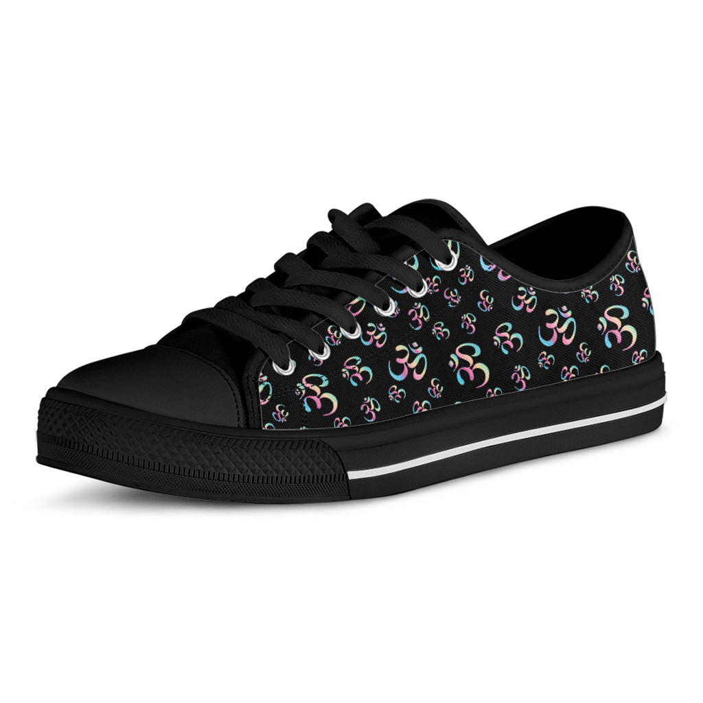 Om Sign Pattern Print Black Low Top Shoes