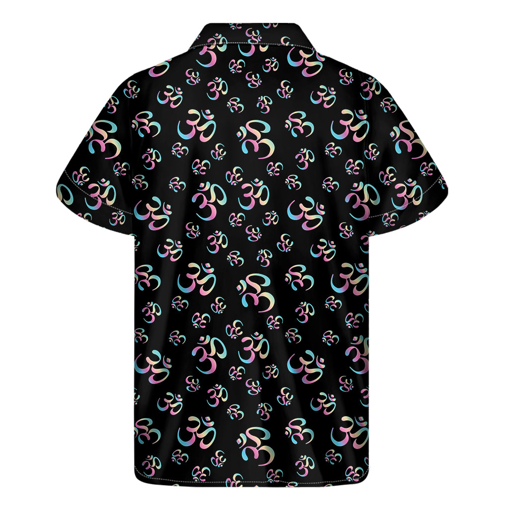 Om Sign Pattern Print Men's Short Sleeve Shirt