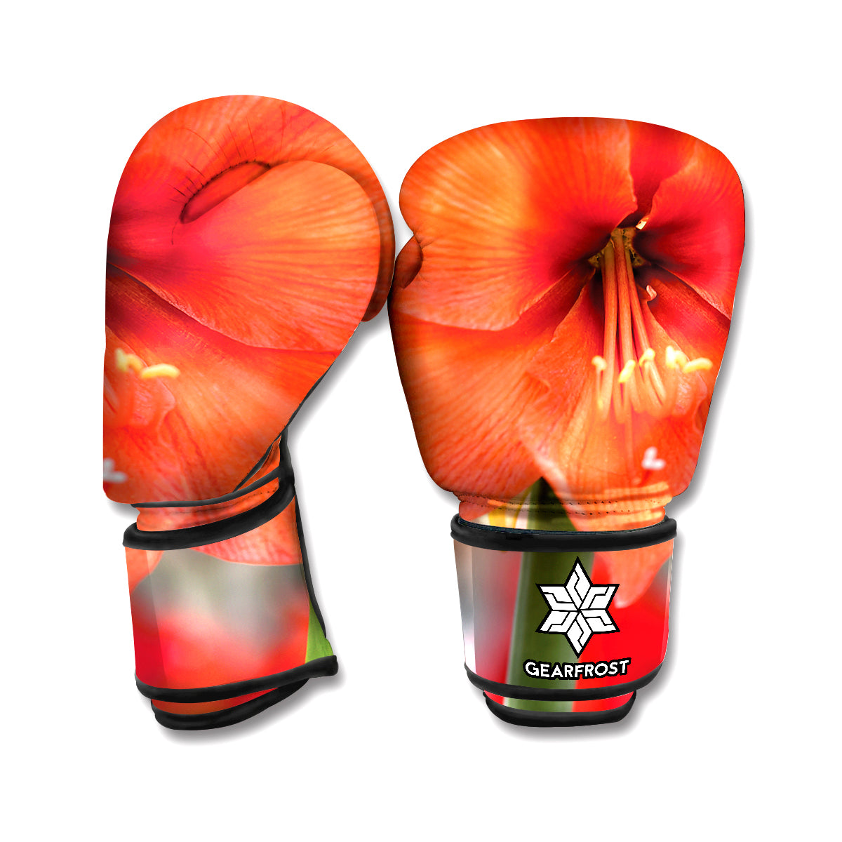 Orange Amaryllis Print Boxing Gloves