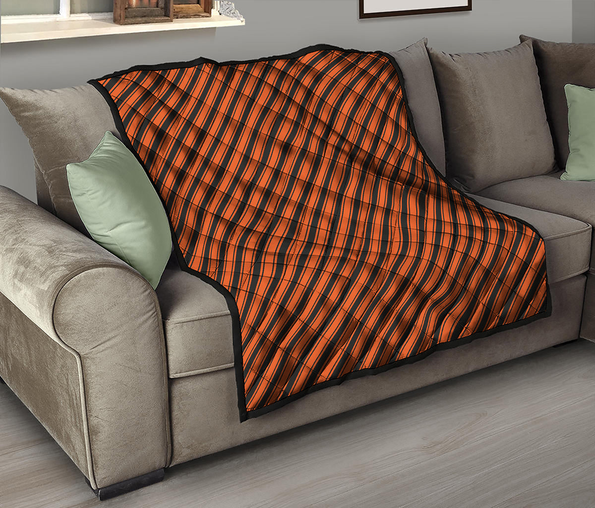 Orange And Black Halloween Pattern Print Quilt
