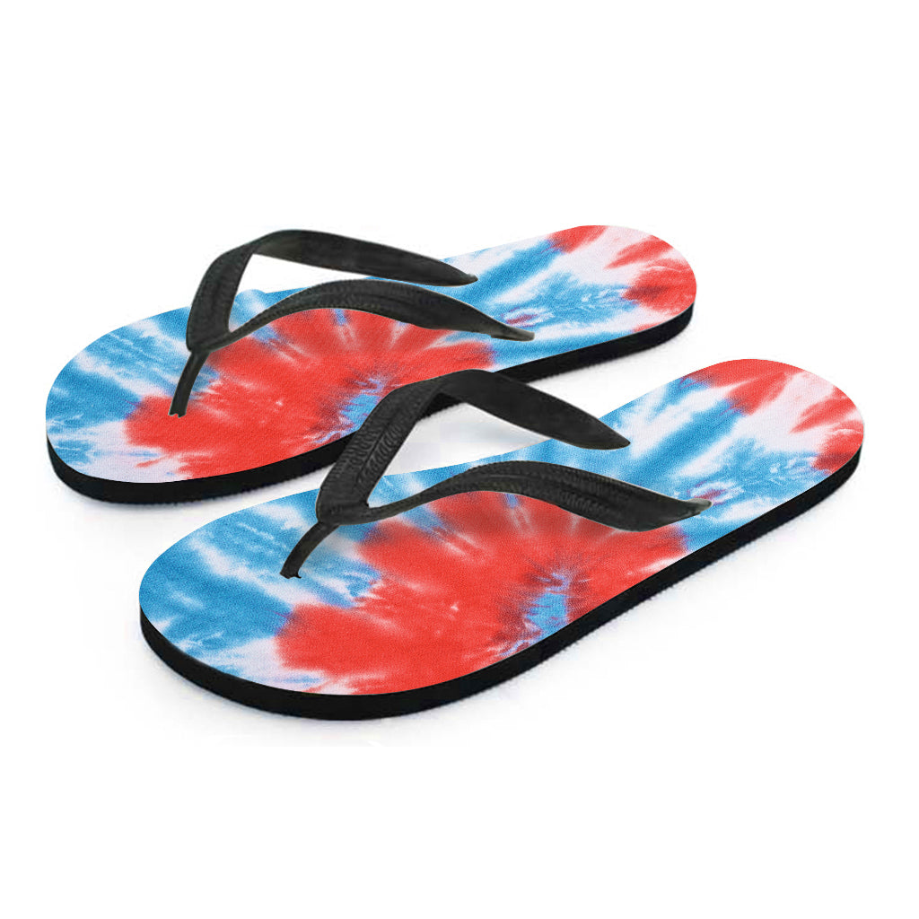 Orange And Blue Tie Dye Print Flip Flops