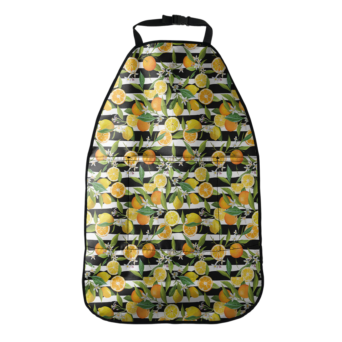 Orange And Lemon Striped Pattern Print Car Seat Organizers