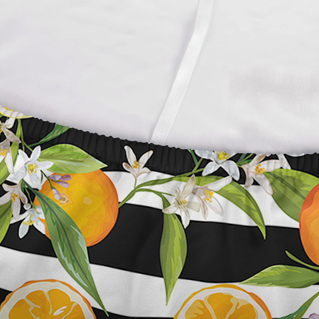 Orange And Lemon Striped Pattern Print Sofa Cover