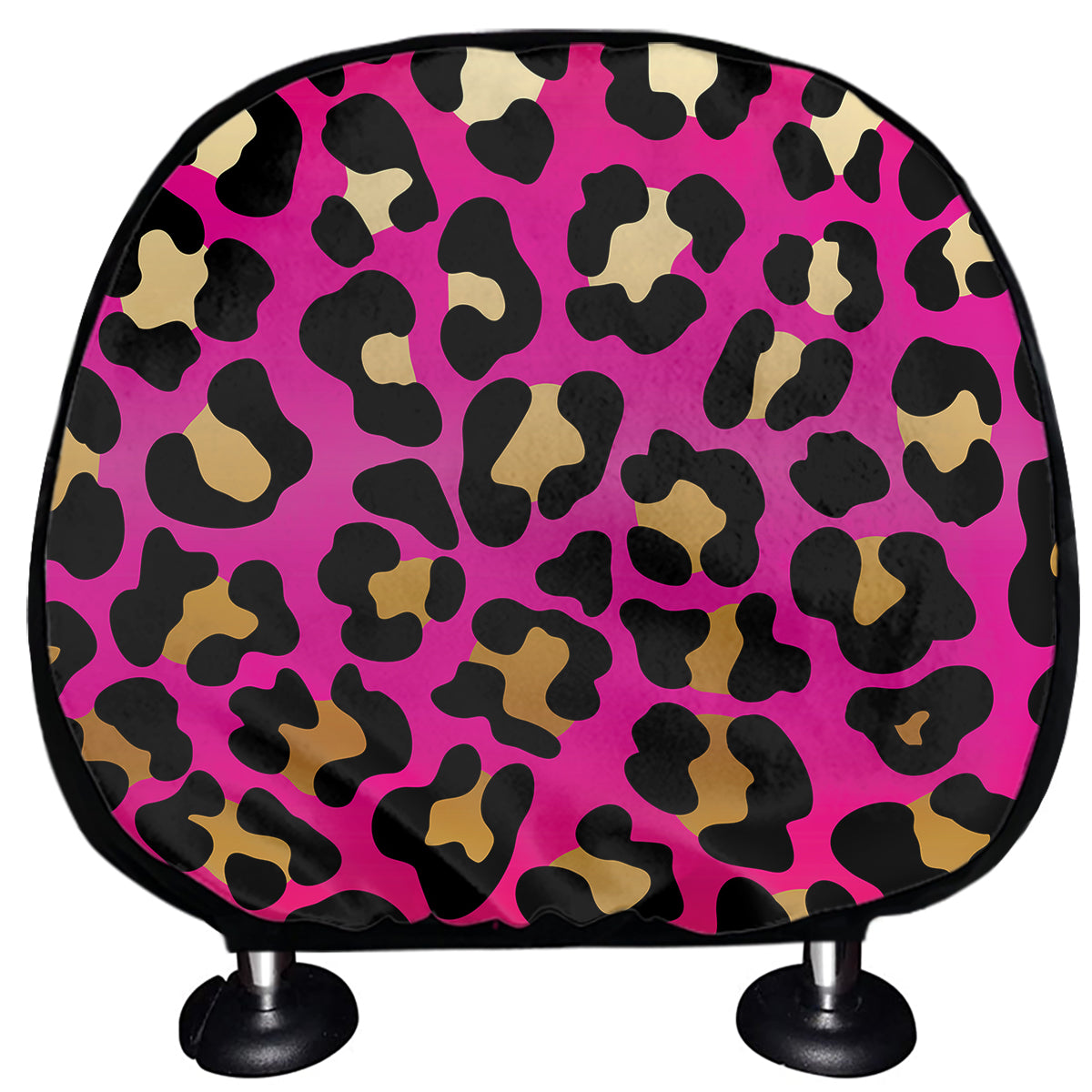 Orange And Purple Leopard Print Car Headrest Covers