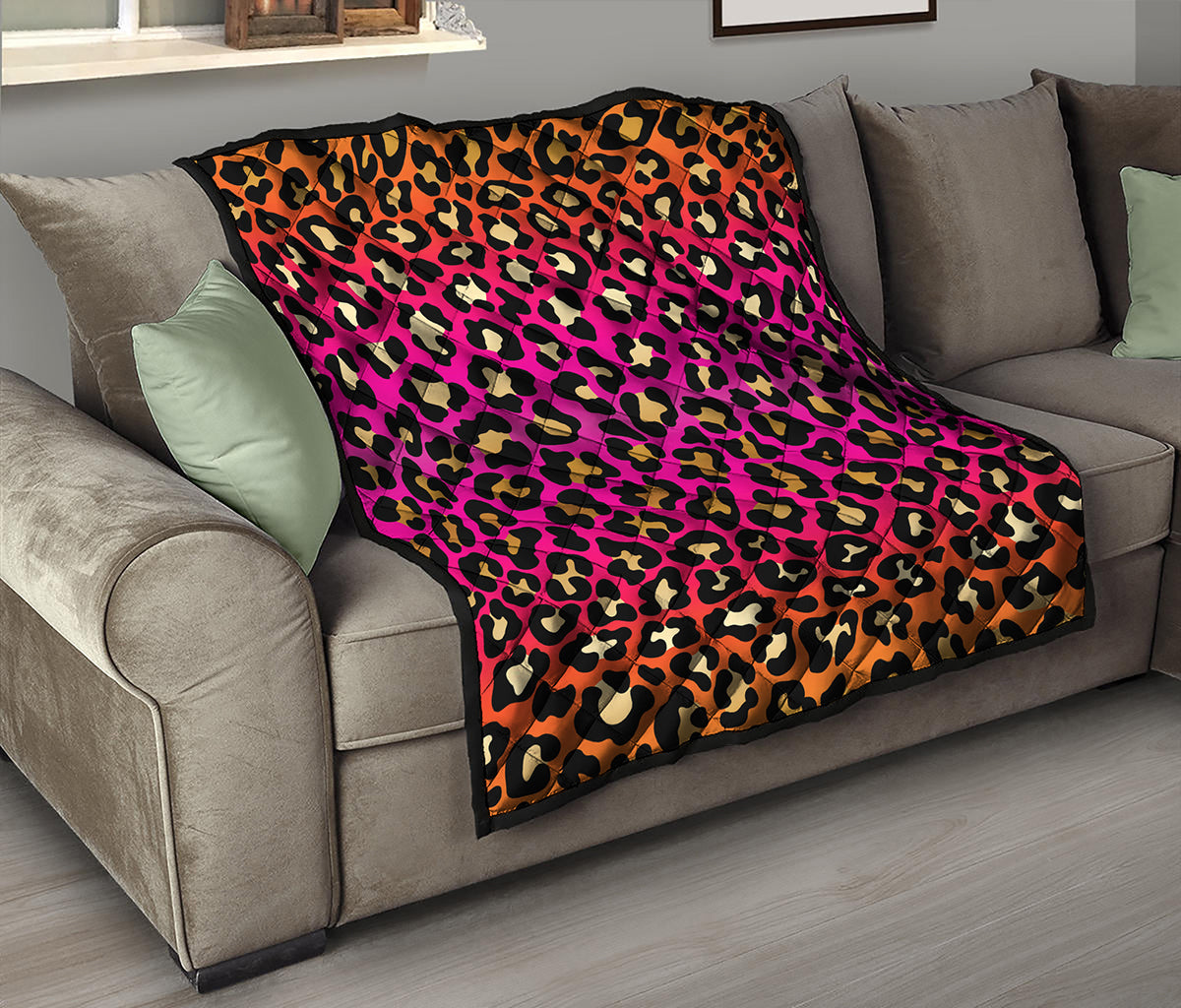 Orange And Purple Leopard Print Quilt