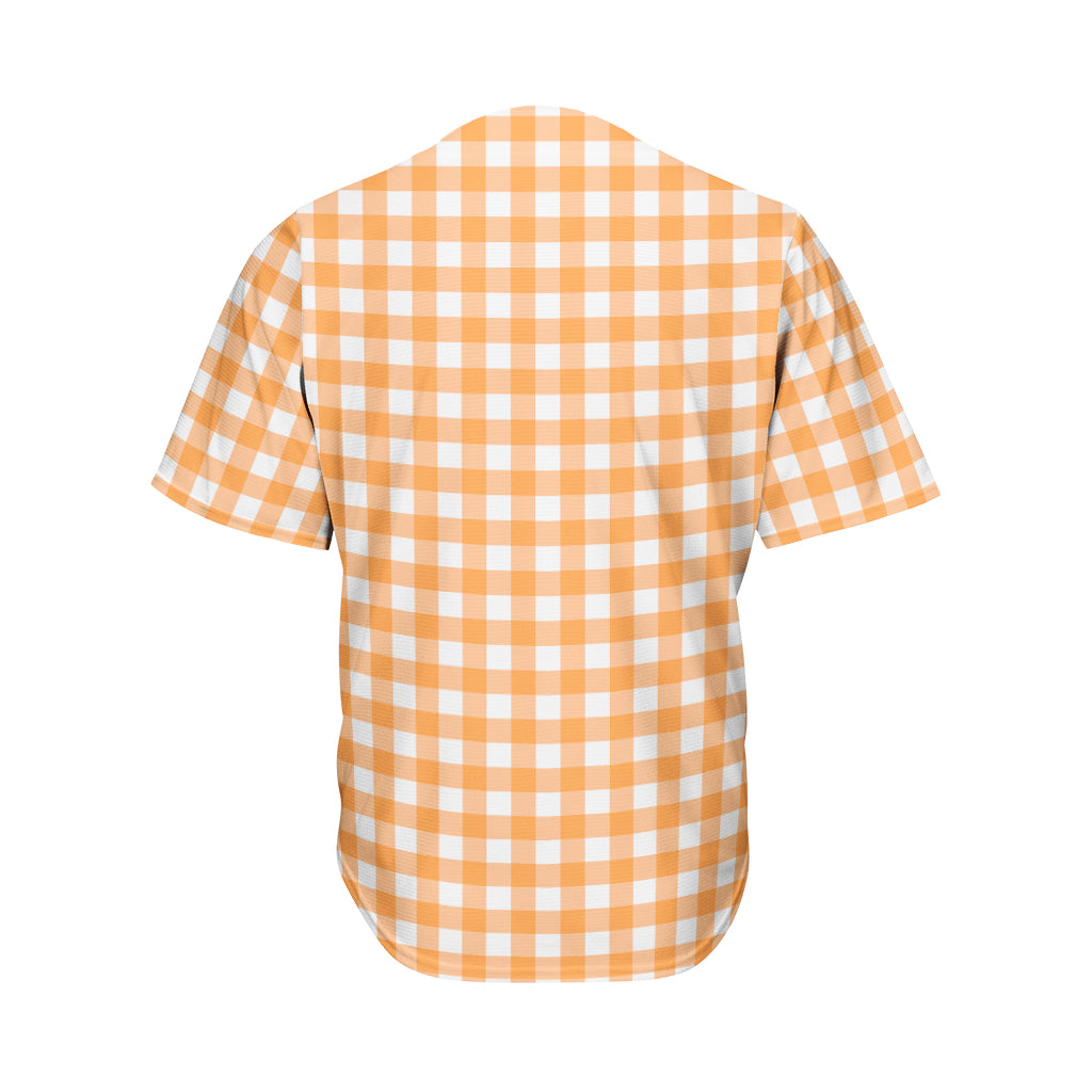 Orange And White Check Pattern Print Men's Baseball Jersey