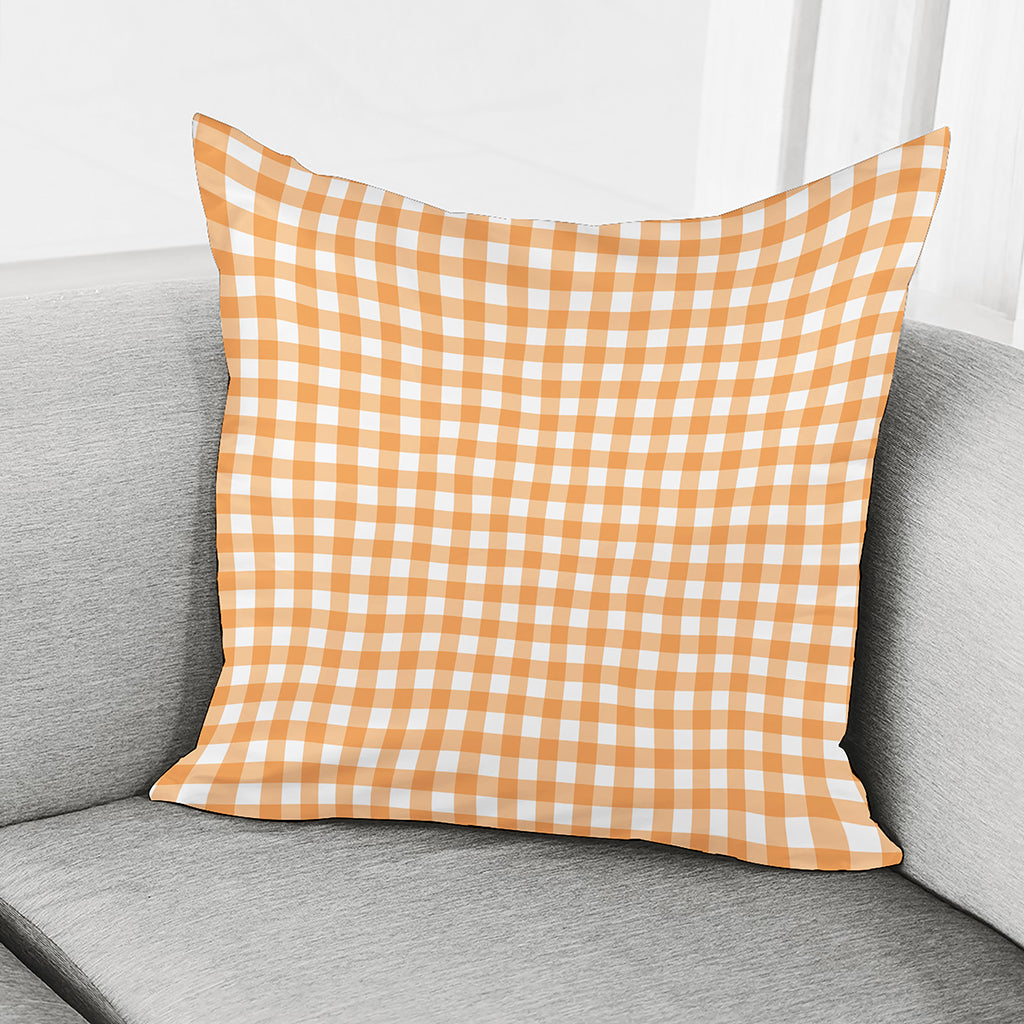 Orange And White Check Pattern Print Pillow Cover