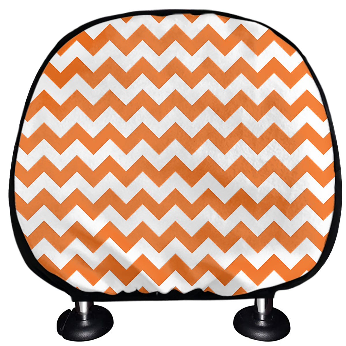 Orange And White Chevron Pattern Print Car Headrest Covers