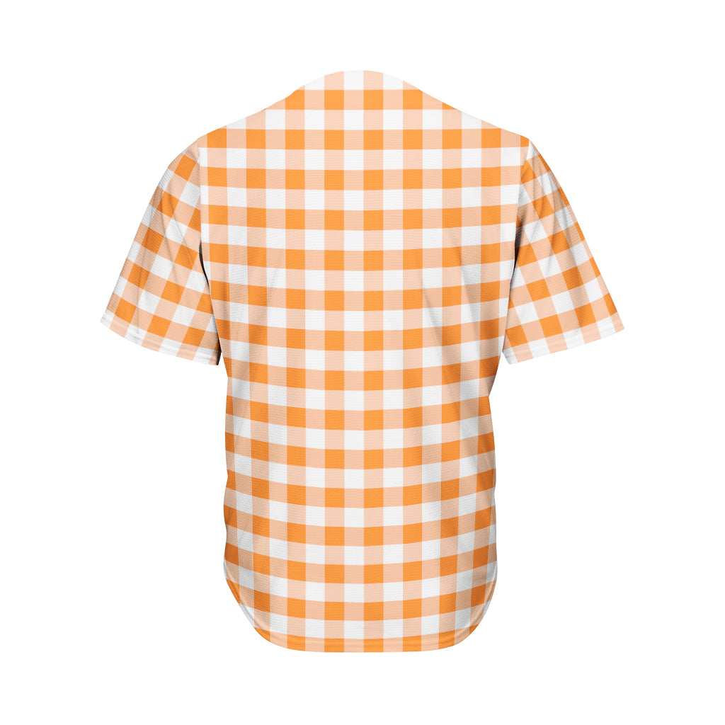 Orange And White Gingham Pattern Print Men's Baseball Jersey
