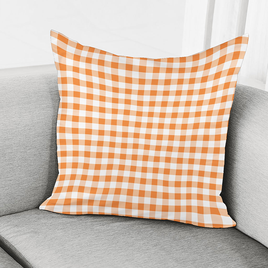 Orange And White Gingham Pattern Print Pillow Cover