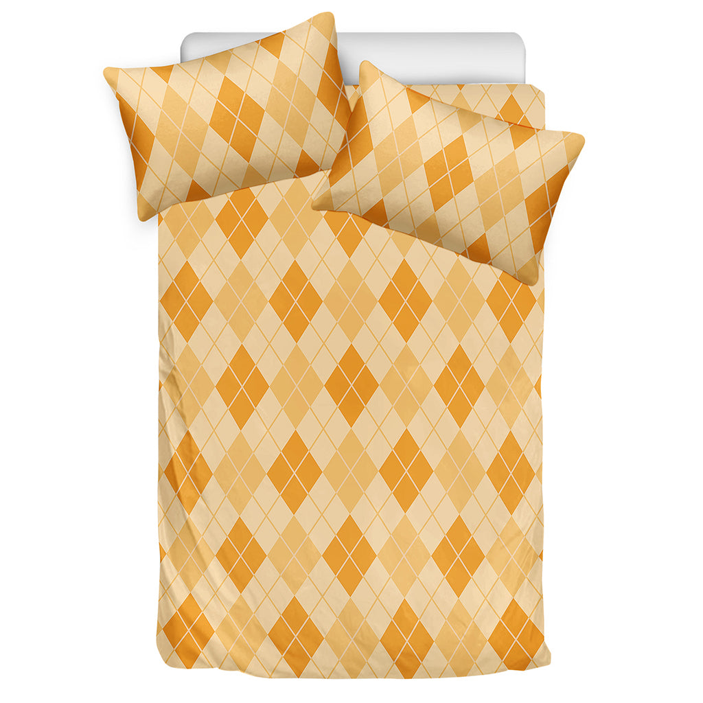 Orange Argyle Pattern Print Duvet Cover Bedding Set
