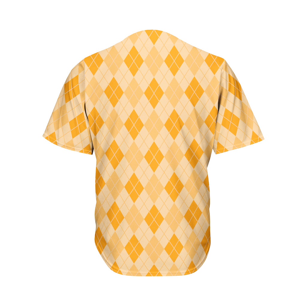 Orange Argyle Pattern Print Men's Baseball Jersey