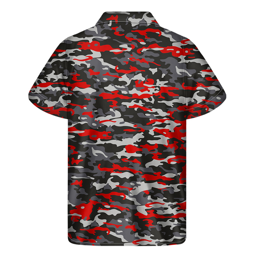 Orange Black And Grey Camouflage Print Men's Short Sleeve Shirt