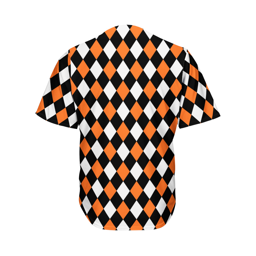 Orange Black And White Harlequin Print Men's Baseball Jersey