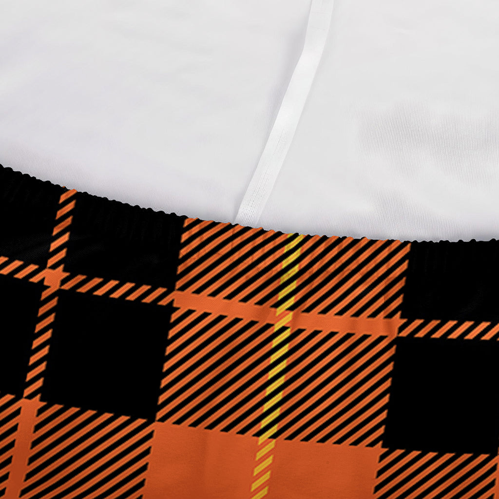 Orange Black And Yellow Tartan Print Sofa Cover