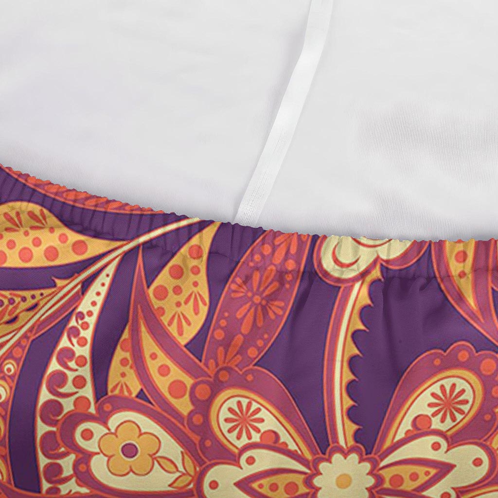 Orange Bohemian Floral Pattern Print Sofa Cover