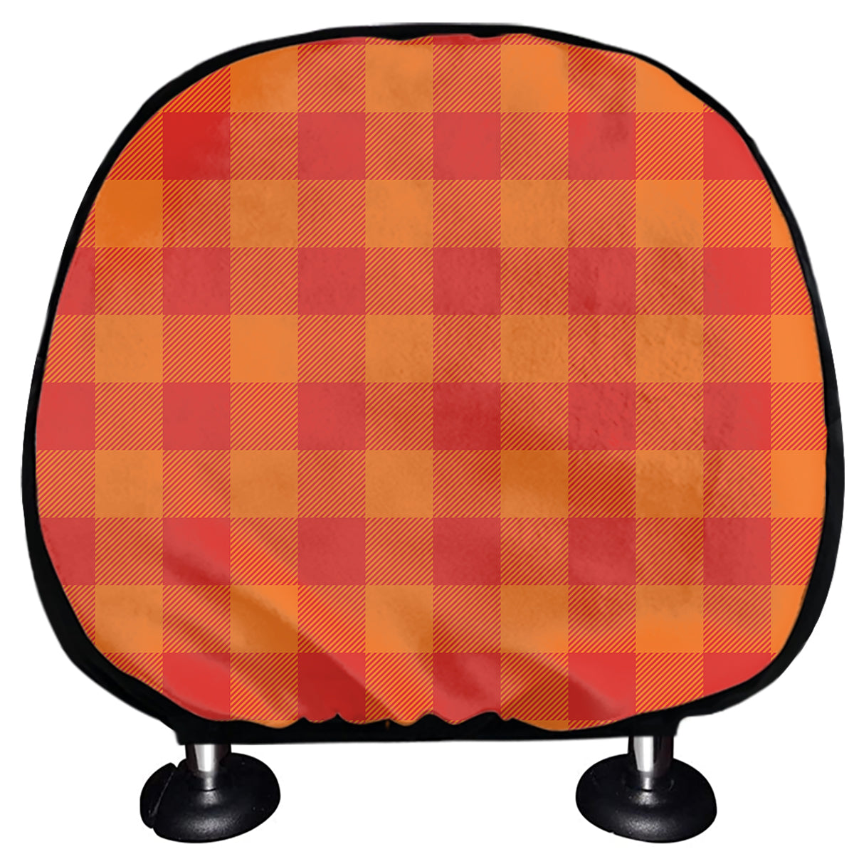 Orange Buffalo Check Pattern Print Car Headrest Covers