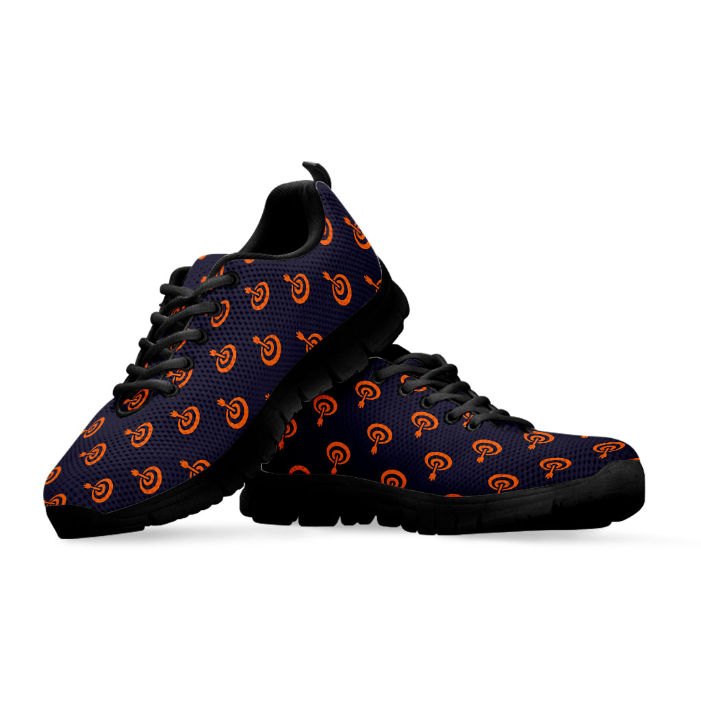 Orange Bullseye Target Pattern Print Black Sneakers